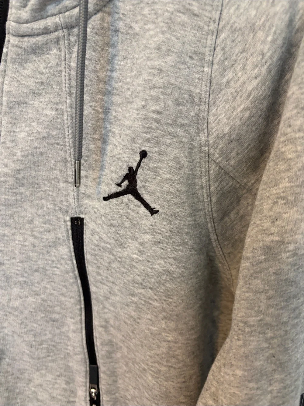 Jordan Flight Tech Full-Zip Hoodie Gray Black Logo Sleeve Size Small